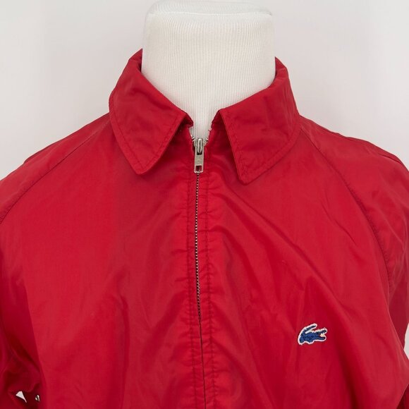 Vintage Izod Lacoste Red Nylon Windbreaker Jacket L Large Lightweight Outerwear - Picture 1 of 9